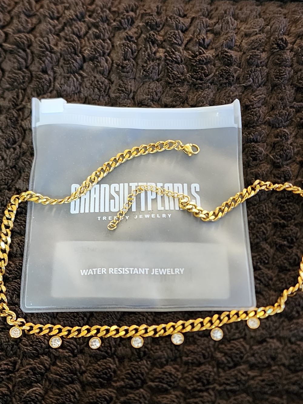 Chan * Sutt Gold Chain Necklace with CZ Charm Drops by Trendy Jewelry. BRAND NEW